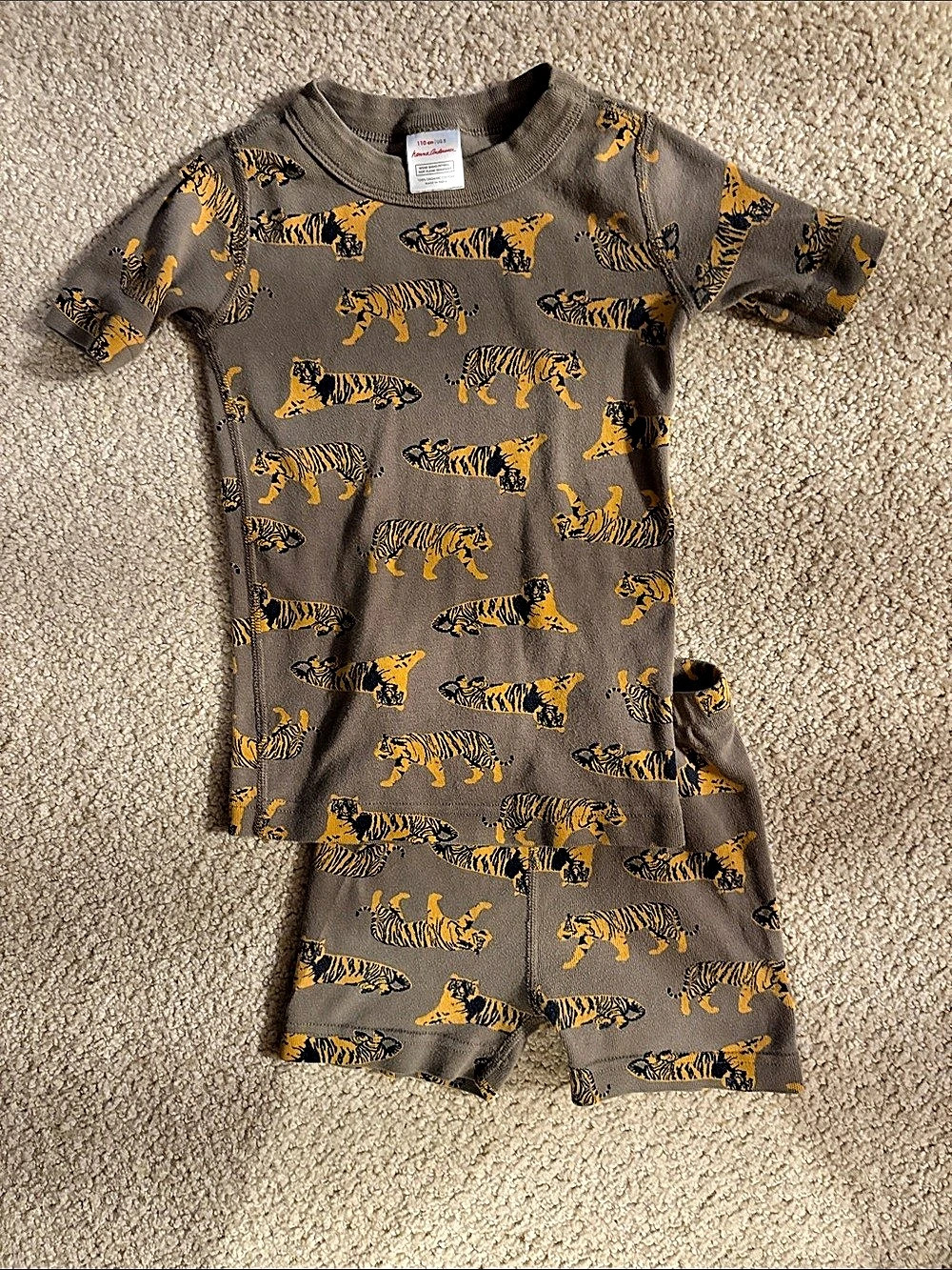 Hanna Andersson Short John Pajamas in Organic Cotton Tiger Matching Set Size 5